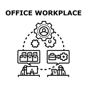 Workplace process and management cooperation working environment Stock Illustration