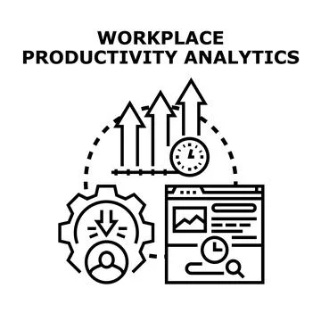 Workplace productivity analytics evaluating business performance and growth Stock Illustration
