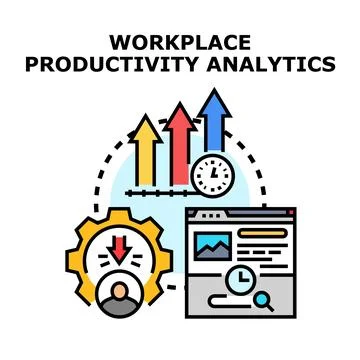 Workplace productivity analytics evaluating business performance and growth Stock Illustration