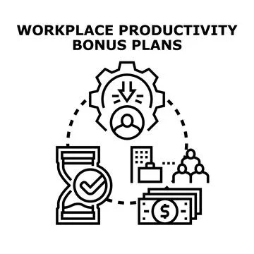 Workplace productivity bonus plans optimizing employee benefits Stock Illustration