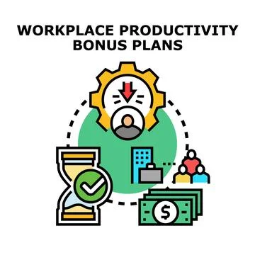 Workplace productivity bonus plans optimizing employee benefits Stock Illustration
