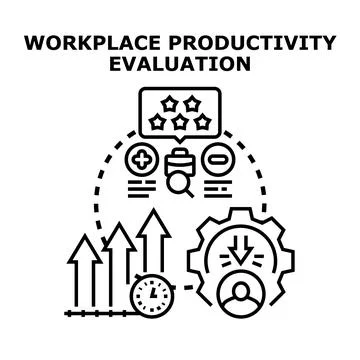 Workplace productivity evaluation concept analyzing business performance Stock Illustration
