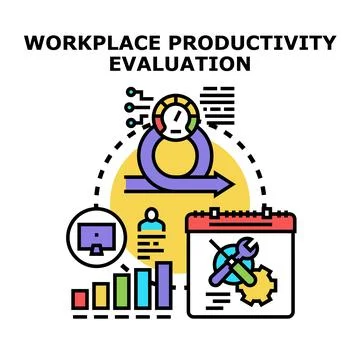 Workplace productivity evaluation concept assessing business performance Stock Illustration