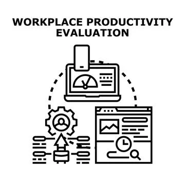 Workplace productivity evaluation concept assessing business performance Stock Illustration