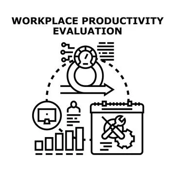Workplace productivity evaluation concept assessing business performance Stock Illustration