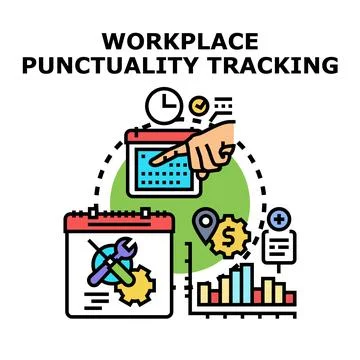 Workplace punctuality tracking system employee time management 스톡 일러스트