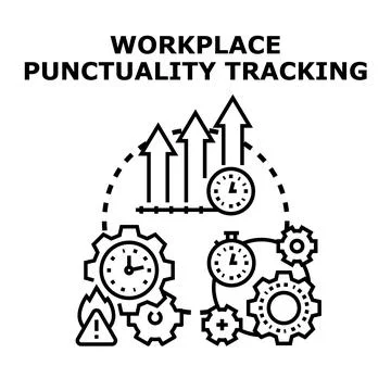 Workplace punctuality tracking system improving business efficiency Stock Illustration