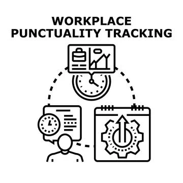 Workplace punctuality tracking system improving business productivity Stock Illustration