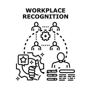 Workplace recognition concept with happy team members Stock Illustration