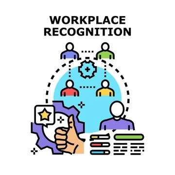Workplace recognition concept with happy team members Stock Illustration