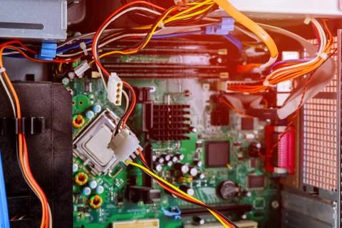 The workplace of the repair of computers of service electronics computers. Stock Photos