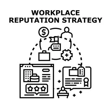 Workplace reputation strategy building successful employer branding concept Stock Illustration