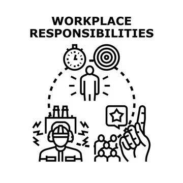 Workplace responsibilities concept managing tasks and goals Stock Illustration