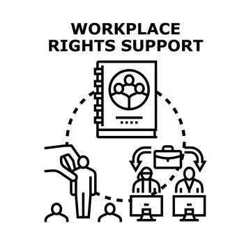 Workplace rights support for employees concept Stock Illustration