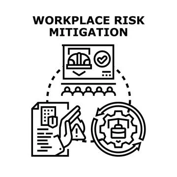 Workplace risk mitigation strategy planning and safety management Stockillustratie
