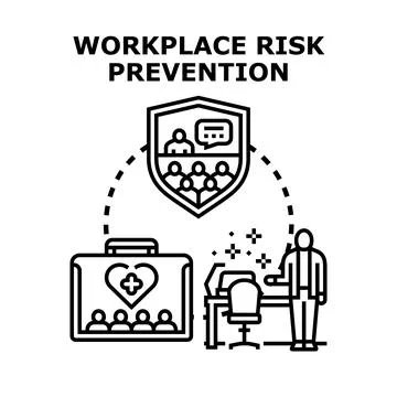 Workplace risk prevention training and employee safety program Stock Illustration