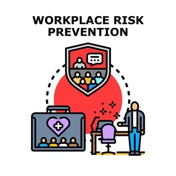 Workplace risk prevention training and employee safety program Ilustração Stock