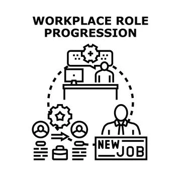 Workplace role progression achieving new career growth Illustrazione stock