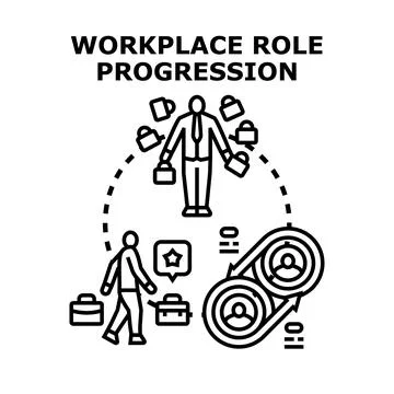 Workplace role progression career path development Stock Illustration
