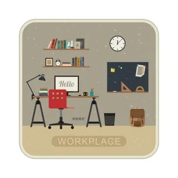 Workplace in room. Stock Illustration