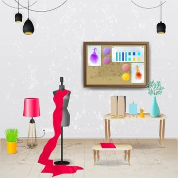 Workplace room. Vector illustration of modern office. Stylish and modern inte Stock Illustration