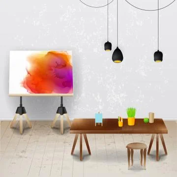 Workplace room. Vector illustration of modern office. Stylish and modern inte Stock Illustration