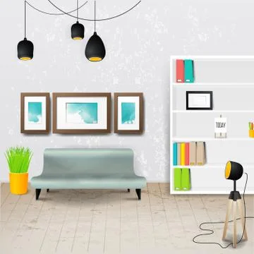 Workplace room. Vector illustration of modern office. Stylish and modern inte Stock Illustration
