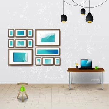 Workplace room. Vector illustration of modern office. Stylish and modern inte Stock Illustration