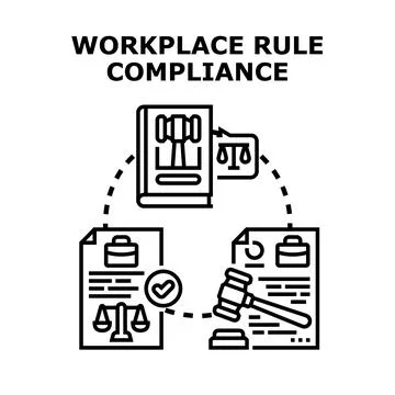 Workplace rule compliance concept illustration managing policy and standards Stock Illustration