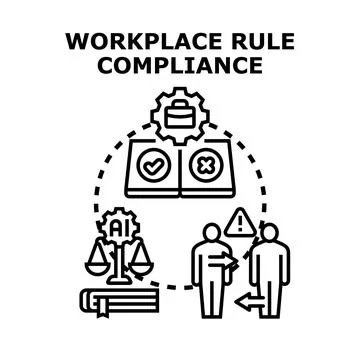 Workplace rule compliance developing ethical business standards Stock Illustration