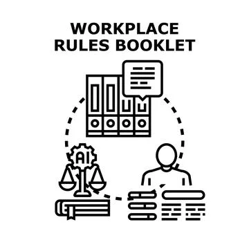 Workplace rules booklet concept on regulatory guidelines Illustration