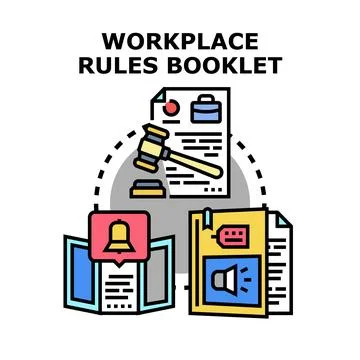 Workplace rules booklet policy and law guidelines Illustrazione stock