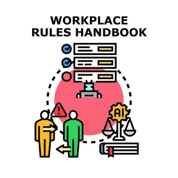Workplace rules handbook regulating employee conduct and ai ethics Stock Illustration