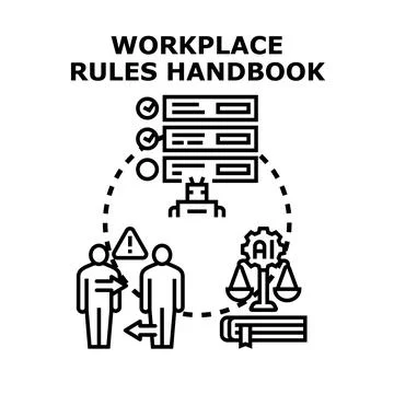 Workplace rules handbook regulating employee conduct and ai ethics Stock Illustration