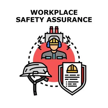 Workplace safety assurance ensuring worker protection concept Stock Illustration