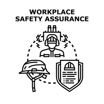 Workplace safety assurance ensuring worker protection concept Stock Illustration