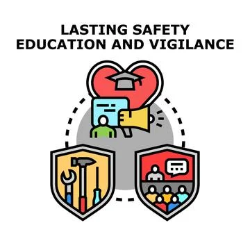 Workplace safety concept combining education, tools, and training Stock Illustration