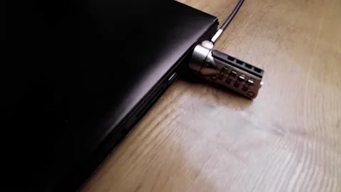 Workplace safety concept. The laptop is ... | Stock Video | Pond5