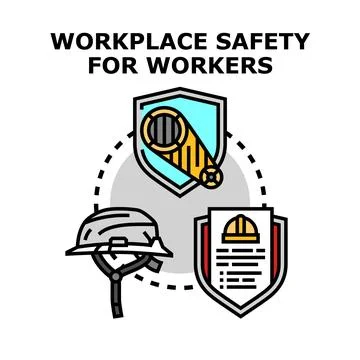Workplace safety concept for worker protection on job site Stock Illustration