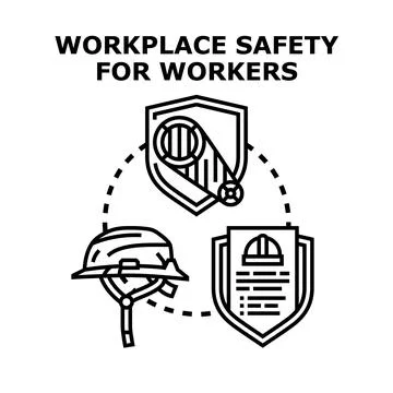 Workplace safety concept for worker protection on job site Stock Illustration