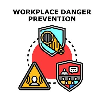 Workplace safety danger prevention program with employee training Stock Illustration