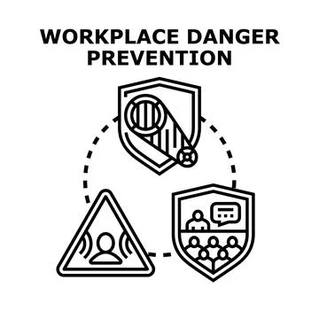 Workplace safety danger prevention program with employee training Stock Illustration
