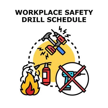 Workplace safety drill schedule for emergency preparedness Stock Illustration