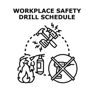Workplace safety drill schedule for emergency preparedness Stock Illustration