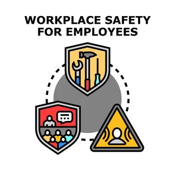 Workplace safety for employees protecting workers and business Stock Illustration