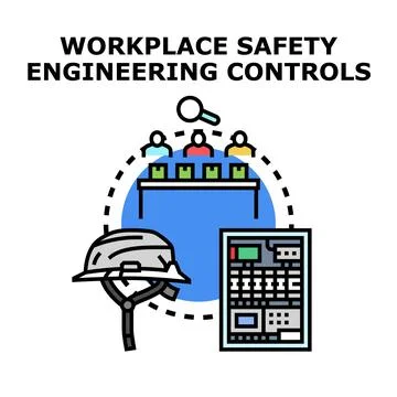 Workplace safety engineering controls planning and management Illustrazione stock