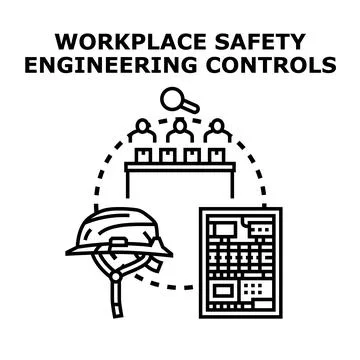 Workplace safety engineering controls planning and management Stock Illustration