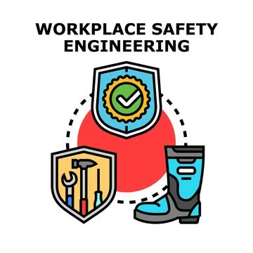 Workplace safety engineering ensuring protection and compliance Stock Illustration