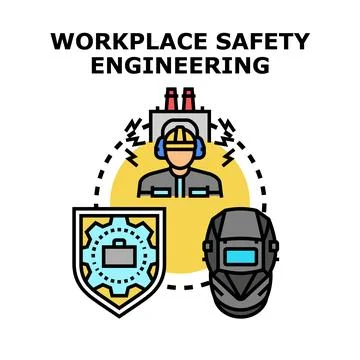 Workplace safety engineering protecting industrial workers from hazards Stock Illustration