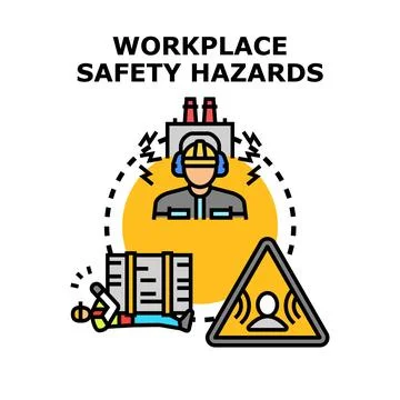 Workplace safety hazards causing industrial accidents and risks Illustrazione stock